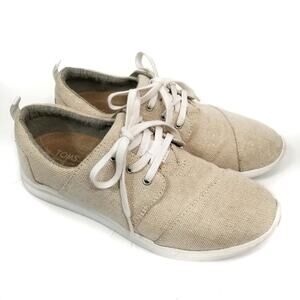 TOMS Women's Cream Canvas Lace Up Sneakers Size 8.5